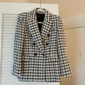 Zara Black and White Checkered Blazer